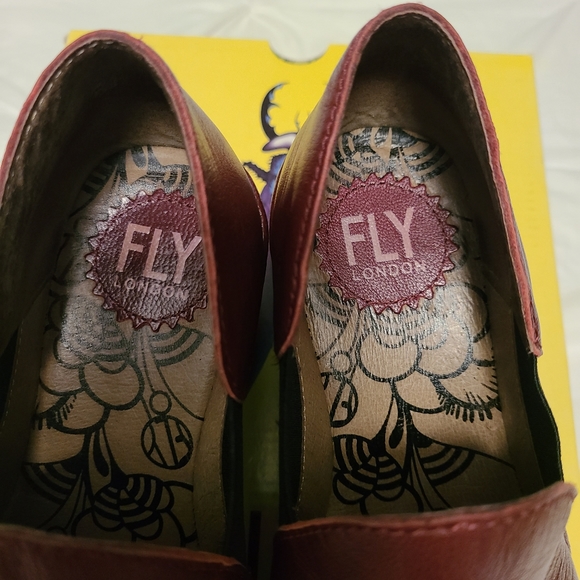 London Fly Red Leather Wedge 36 - Picture 3 of 6